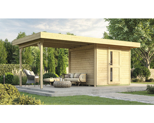 Abri de jardin weka DH 172 B taille 1 avec plancher 575 x 314 cm naturel