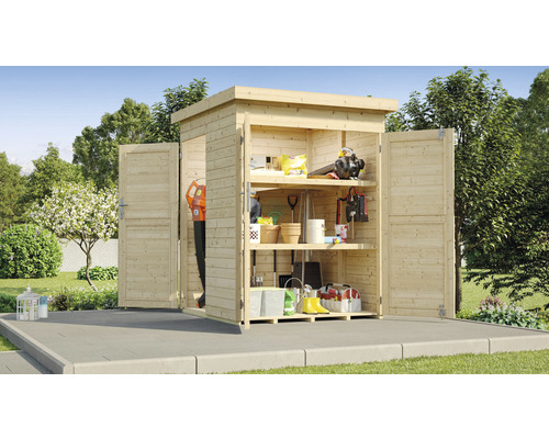 Armoire de jardin weka Garten Q 415 avec plancher 164,4 x 164,4 cm naturel