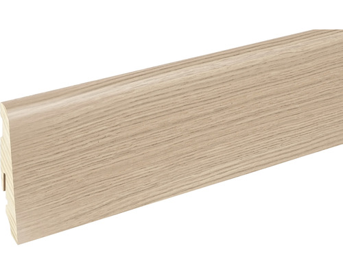 SKANDOR Sockelleiste Eiche weiß lackiert FLEI203 SU60L 19 x 58 x 2400 mm Sockelleiste aus Holz