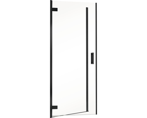 Duschabtrennung mit schwarzem Rahmen und Griff