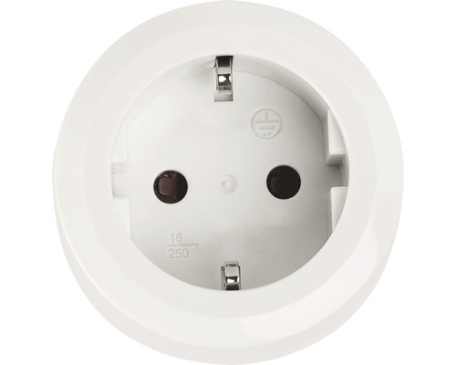 Weiße Schutzkontakt Steckdose für die Wandmontage