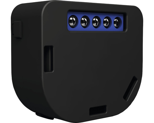 Schwarzer Shelly 1 Mini WLAN-Schalter mit fünf Anschlüssen