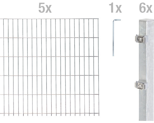 Ensemble de panneaux rigides double fils ALBERTS 6/5/6 1000 x 80 cm galvanisé à chaud