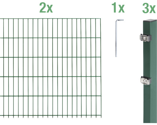 Ensemble de panneaux rigides double fils ALBERTS 6/5/6 400 x 140 cm vert