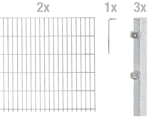 Ensemble de panneaux rigides double fils ALBERTS 6/5/6 400 x 120 cm galvanisé à chaud-0