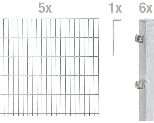 Ensemble de panneaux rigides double fils ALBERTS 6/5/6 1000 x 120 cm galvanisé à chaud