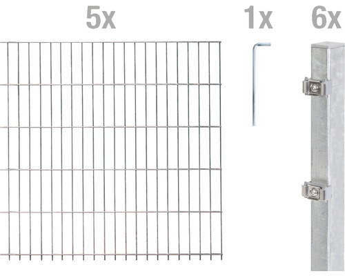 Ensemble de panneaux rigides double fils ALBERTS 6/5/6 1000 x 140 cm galvanisé à chaud