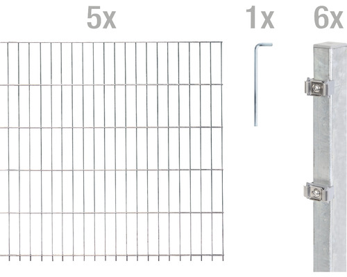 Ensemble de panneaux rigides double fils ALBERTS 6/5/6 1000 x 160 cm galvanisé à chaud