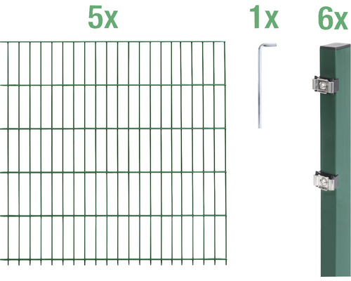 Ensemble de panneaux rigides double fils ALBERTS 6/5/6 1000 x 140 cm vert