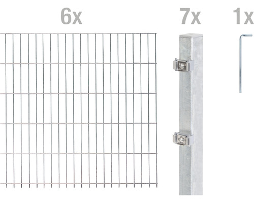 Ensemble de panneaux rigides double fils ALBERTS 6/5/6 1200 x 140 cm galvanisé à chaud