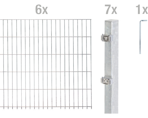 Kit de panneaux rigides double fil ALBERTS type 6/5/6 1200 x 160 cm galvanisé à chaud Kit de panneaux rigides double fil ALBERTS type 6/5/6 1200 x 160 cm galvanisé à chaud