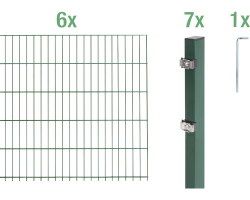 Ensemble de panneaux rigides double fils ALBERTS 6/5/6 1200 x 140 cm vert