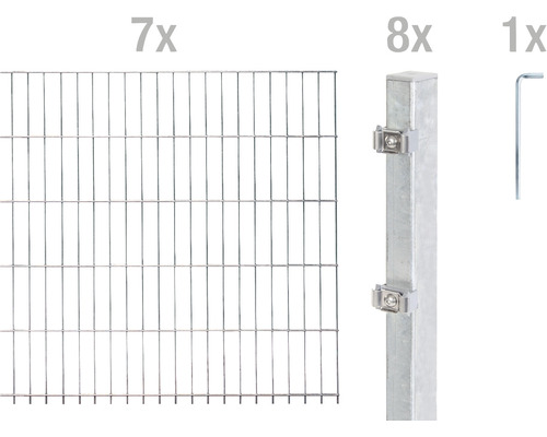 Ensemble de panneaux rigides double fils ALBERTS 6/5/6 1400 x 140 cm galvanisé à chaud