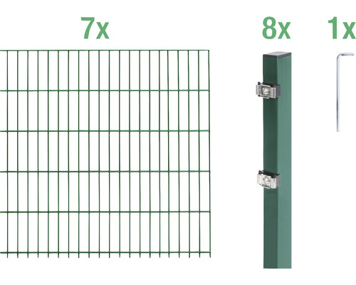 Ensemble de panneaux rigides double fils ALBERTS 6/5/6 1400 x 160 cm vert