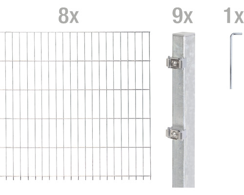 Kit de panneaux rigides double fil ALBERTS type 6/5/6 1600 x 140 cm galvanisé à chaud Kit de panneaux rigides double fil ALBERTS type 6/5/6 1600 x 140 cm galvanisé à chaud