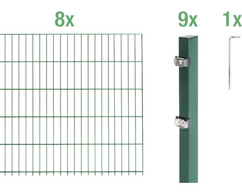 Ensemble de panneaux rigides double fils ALBERTS 6/5/6 1600 x 140 cm vert