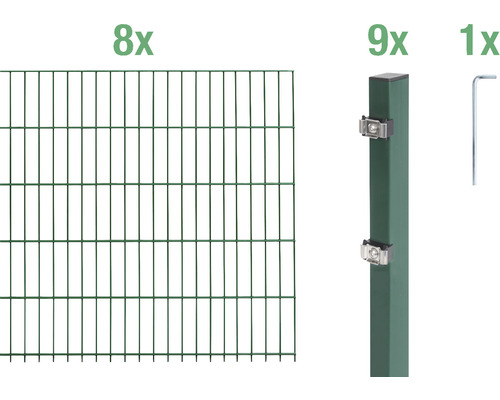 Ensemble de panneaux rigides double fils ALBERTS 6/5/6 1600 x 160 cm vert