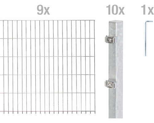 Kit de panneaux rigides double fil ALBERTS type 6/5/6 1800 x 160 cm galvanisé à chaud Kit de panneaux rigides double fil ALBERTS type 6/5/6 1800 x 160 cm galvanisé à chaud