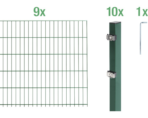 Ensemble de panneaux rigides double fils ALBERTS 6/5/6 1800 x 140 cm vert