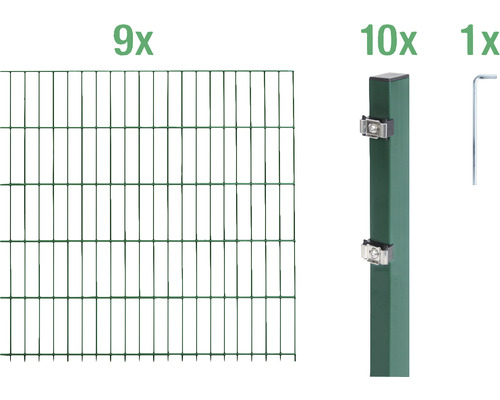 Ensemble de panneaux rigides double fils ALBERTS 6/5/6 1800 x 160 cm vert