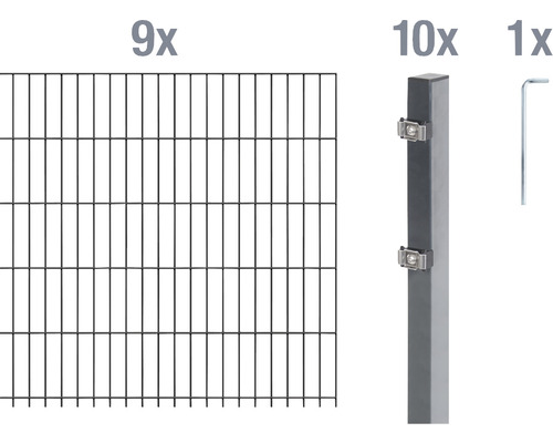 Ensemble de panneaux rigides double fils ALBERTS 6/5/6 1800 x 140 cm anthracite