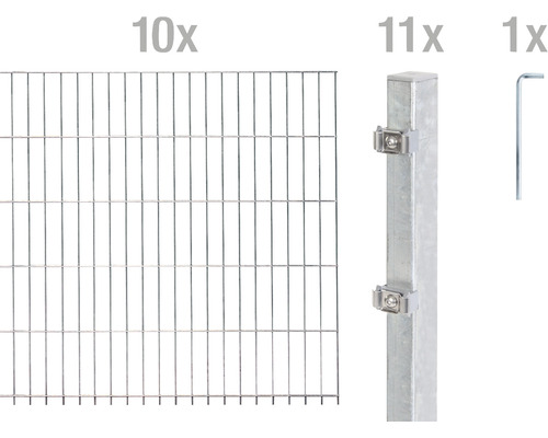 Ensemble de panneaux rigides double fils ALBERTS 6/5/6 2000 x 140 cm galvanisé à chaud