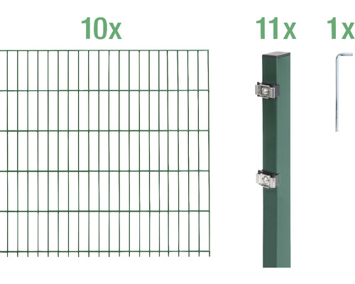 Ensemble de panneaux rigides double fils ALBERTS 6/5/6 2000 x 140 cm vert