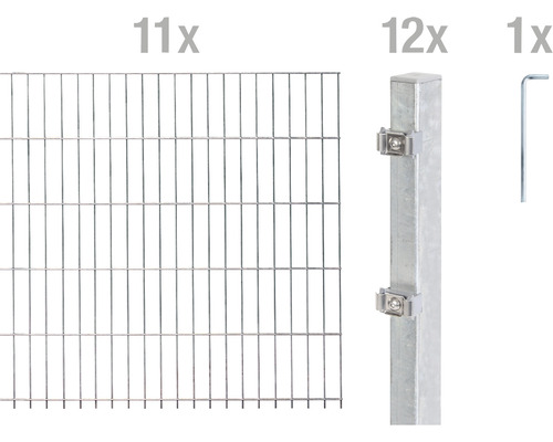 Ensemble de panneaux rigides double fils ALBERTS 6/5/6 2200 x 140 cm galvanisé à chaud