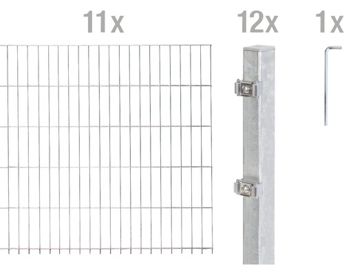 Ensemble de panneaux rigides double fils ALBERTS 6/5/6 2200 x 160 cm galvanisé à chaud