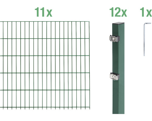 Ensemble de panneaux rigides double fils ALBERTS 6/5/6 2200 x 140 cm vert