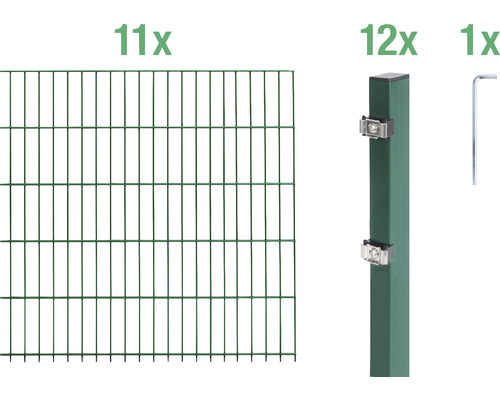 Ensemble de panneaux rigides double fils ALBERTS 6/5/6 2200 x 160 cm vert