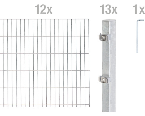 Ensemble de panneaux rigides double fils ALBERTS 6/5/6 2400 x 160 cm galvanisé à chaud