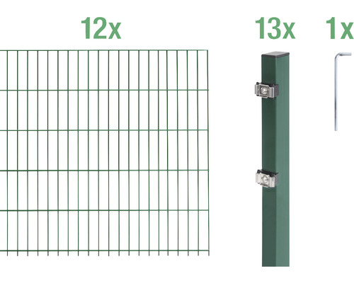 Ensemble de panneaux rigides double fils ALBERTS 6/5/6 2400 x 160 cm vert