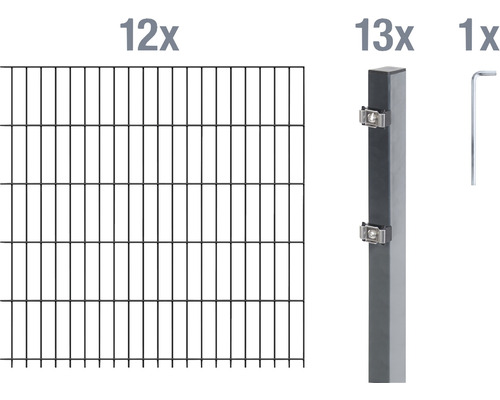 Ensemble de panneaux rigides double fils ALBERTS 6/5/6 2400 x 140 cm anthracite