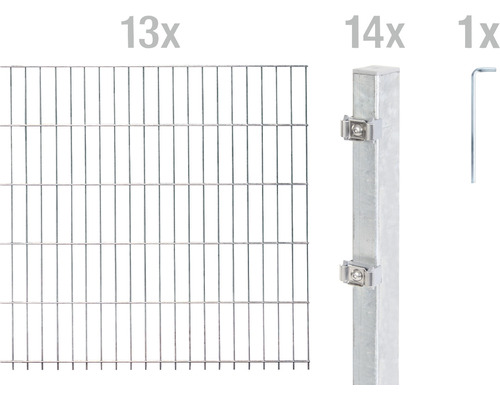 Kit de panneaux rigides double fil ALBERTS type 6/5/6 2600 x 140 cm galvanisé à chaud Kit de panneaux rigides double fil ALBERTS type 6/5/6 2600 x 140 cm galvanisé à chaud