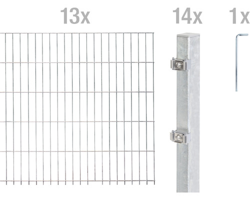 Ensemble de panneaux rigides double fils ALBERTS 6/5/6 2600 x 160 cm galvanisé à chaud