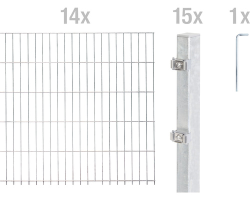 Ensemble de panneaux rigides double fils ALBERTS 6/5/6 2800 x 140 cm galvanisé à chaud