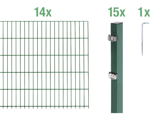 Ensemble de panneaux rigides double fils ALBERTS 6/5/6 2800 x 140 cm vert