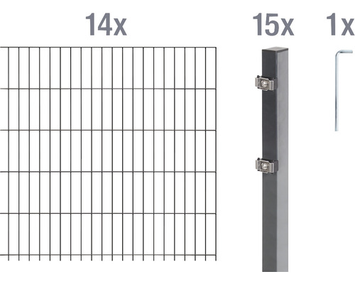 Kit de panneaux rigides double fil ALBERTS type 6/5/6 2800 x 140 cm anthracite Kit de panneaux rigides double fil ALBERTS type 6/5/6 2800 x 140 cm anthracite