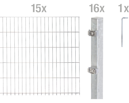 Ensemble de panneaux rigides double fils ALBERTS 6/5/6 3000 x 140 cm galvanisé à chaud