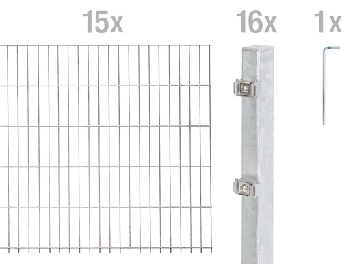 Ensemble de panneaux rigides double fils ALBERTS 6/5/6 3000 x 160 cm galvanisé à chaud