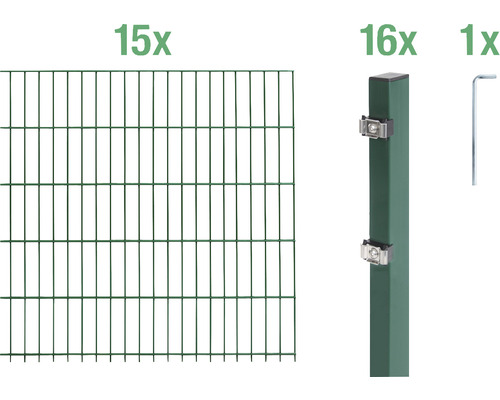 Ensemble de panneaux rigides double fils ALBERTS 6/5/6 3000 x 140 cm vert