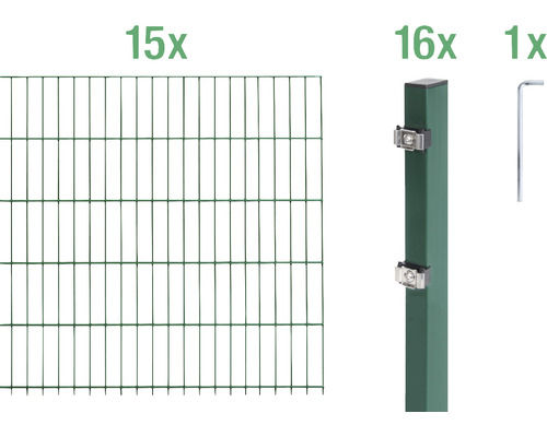 Ensemble de panneaux rigides double fils ALBERTS 6/5/6 3000 x 160 cm vert