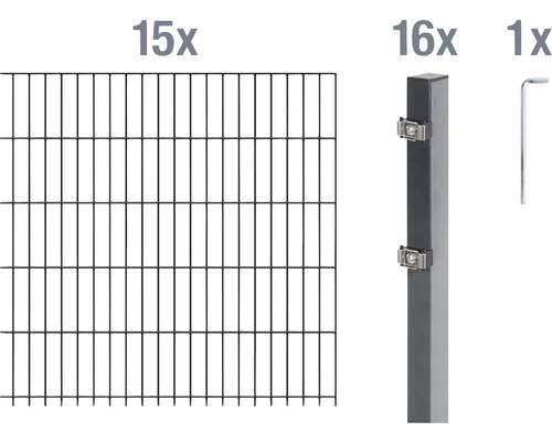 Kit de panneaux rigides double fil ALBERTS type 6/5/6 3000 x 140 cm anthracite Kit de panneaux rigides double fil ALBERTS type 6/5/6 3000 x 140 cm anthracite