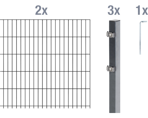 Ensemble de panneaux rigides double fils ALBERTS 6/5/6 400 x 160 cm anthracite