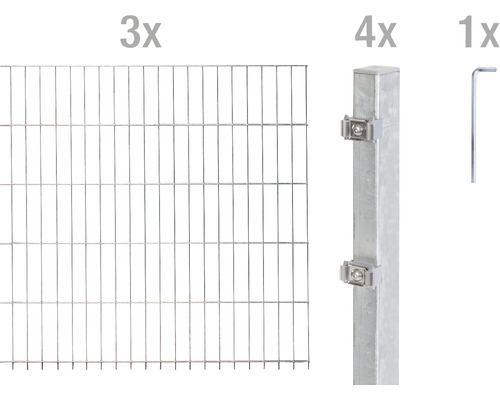 Kit de panneaux rigides double fil ALBERTS type 6/5/6 600 x 80 cm galvanisé à chaud Kit de panneaux rigides double fil ALBERTS type 6/5/6 600 x 80 cm galvanisé à chaud