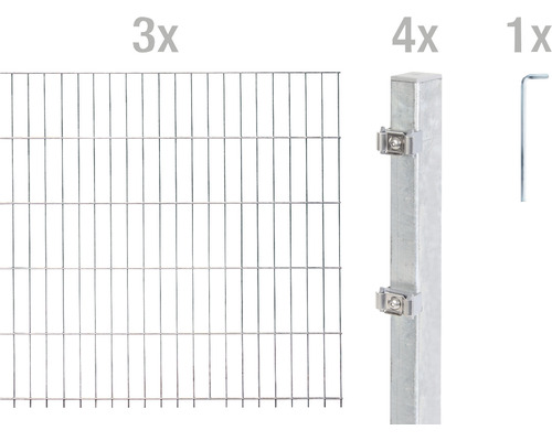 Kit de panneaux rigides double fil ALBERTS type 6/5/6 600 x 100 cm galvanisé à chaud Kit de panneaux rigides double fil ALBERTS type 6/5/6 600 x 100 cm galvanisé à chaud