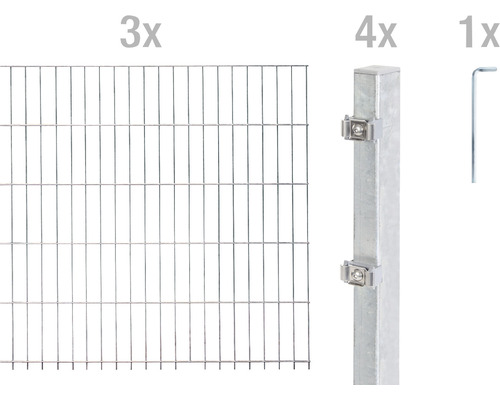 Ensemble de panneaux rigides double fils ALBERTS 6/5/6 600 x 160 cm galvanisé à chaud