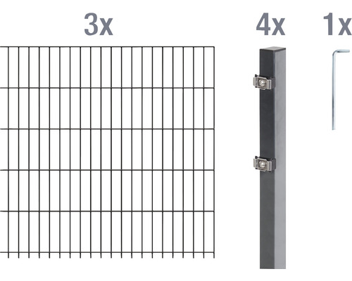 Kit de panneaux rigides double fil ALBERTS type 6/5/6 600 x 140 cm anthracite Kit de panneaux rigides double fil ALBERTS type 6/5/6 600 x 140 cm anthracite