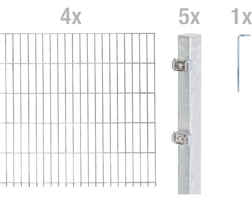 Kit de panneaux rigides double fil ALBERTS type 6/5/6 800 x 80 cm galvanisé à chaud Kit de panneaux rigides double fil ALBERTS type 6/5/6 800 x 80 cm galvanisé à chaud